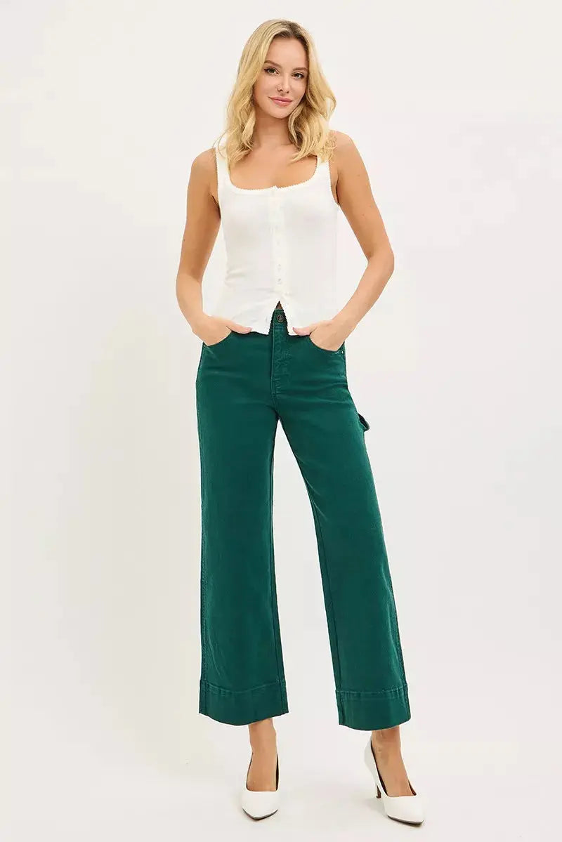 RISEN Tummy Control High Rise Crop Wide No Waist Band Pants  Style Ratio