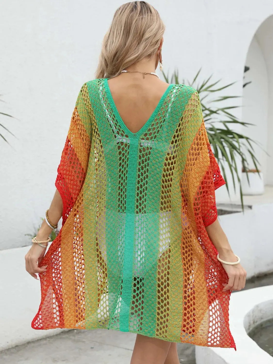 Rainbow Gradient Crochet Beach Cover Up  Style Ratio
