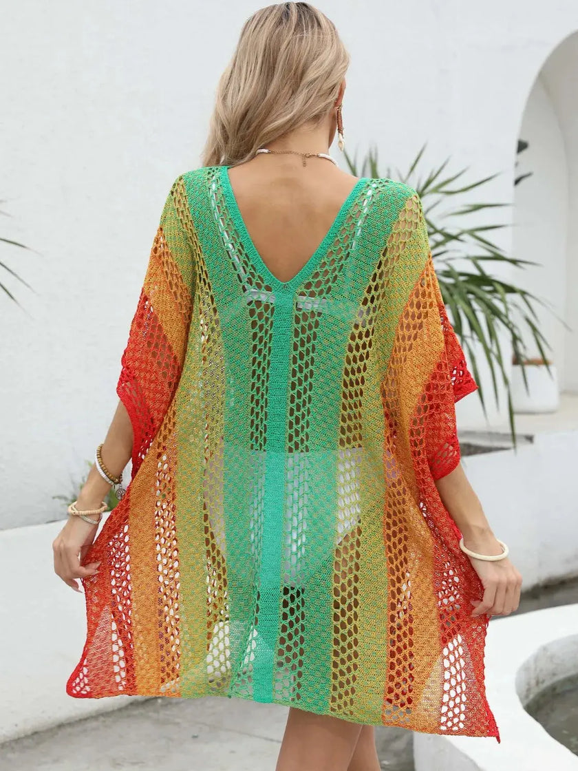 Rainbow Gradient Crochet Beach Cover Up  Style Ratio