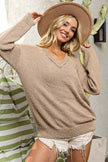 BiBi Raw Edged Popcorn Texture V-neck Sweater  Style Ratio