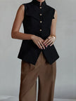 Stand Collar Button-Down Vest Coat  Style Ratio