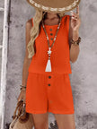 Decor Button Round Neck Tank and Shorts Set  Style Ratio