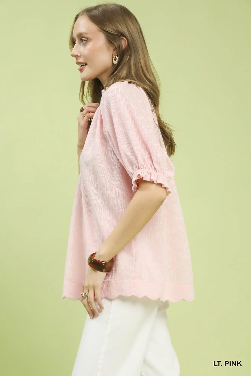 Umgee Textured Pintuck Blouse  Style Ratio