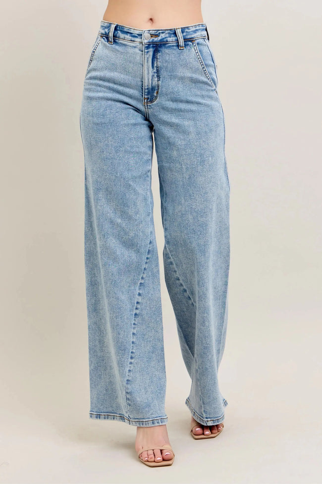 Judy Blue Full Size High Waist Wide Leg Jeans with Skewed Inseam Plus Size  Style Ratio