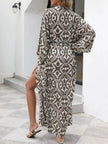 Geometric Print Surplice Beach Cover Up  Style Ratio