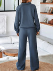 Collared Sweatshirt and High Waist Pants Active Set  Style Ratio
