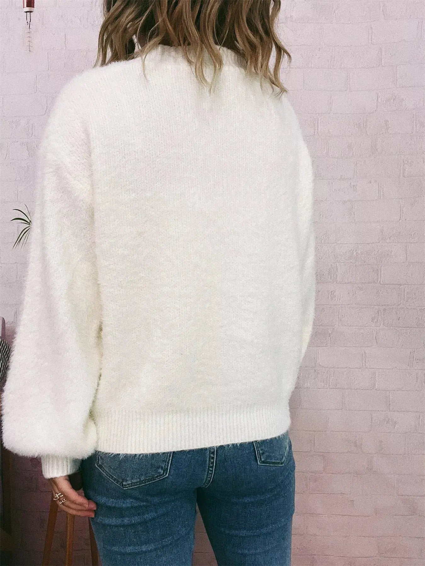 Fuzzy Button-Up Long Sleeve Cardigan  Style Ratio
