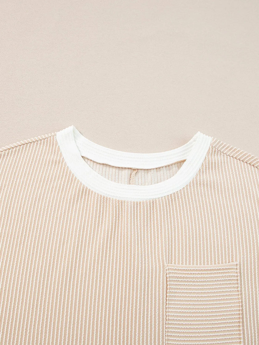 Twisted Ribbed Color Block Trim Shirt Shift Dress  Style Ratio