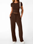 Round Neck Short Sleeve Shirt and Pants Loungewear  Style Ratio