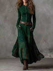 Full Size Plaid Button Front Long Sleeve Dress  Style Ratio