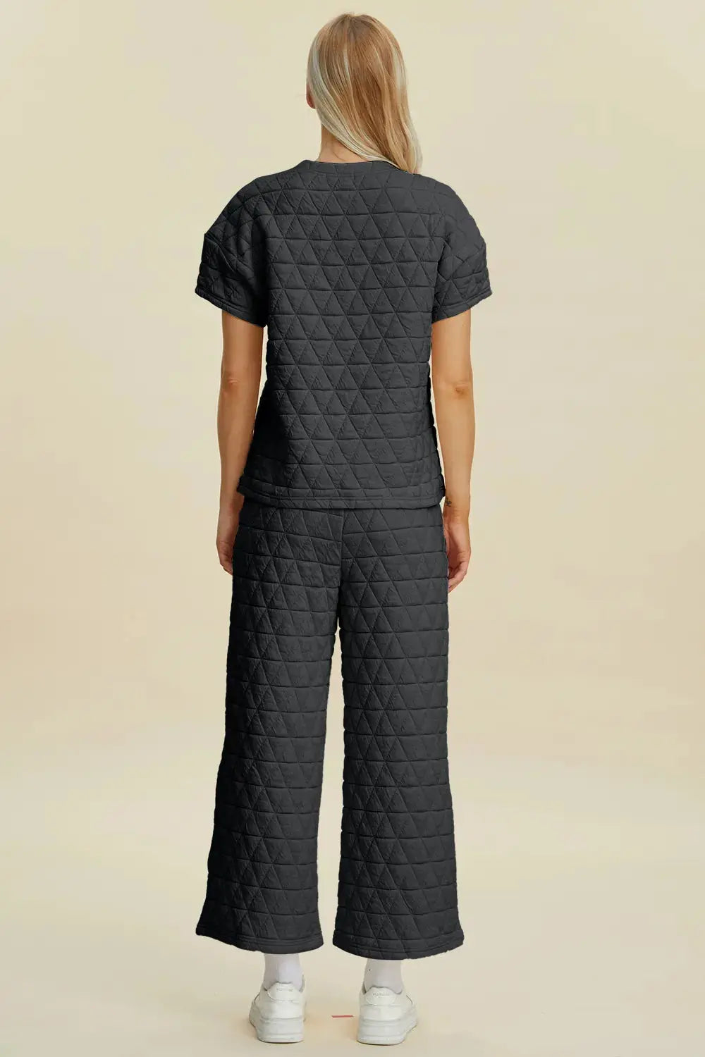 Double Take Full Size Texture Round Neck Short Sleeve Top and Pants Set  Style Ratio