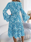 Floral Print Smocked Ruffle Hem Flared Sleeve Dress  Style Ratio