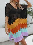 Openwork V-Neck Half Sleeve Cover-Up  Style Ratio