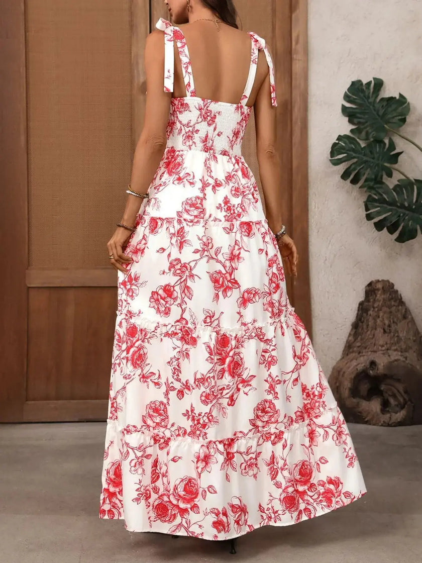 Floral Print Tie Strap Maxi Dress  Style Ratio