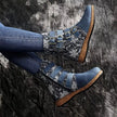 Embroidered Round Toe Boots  Style Ratio