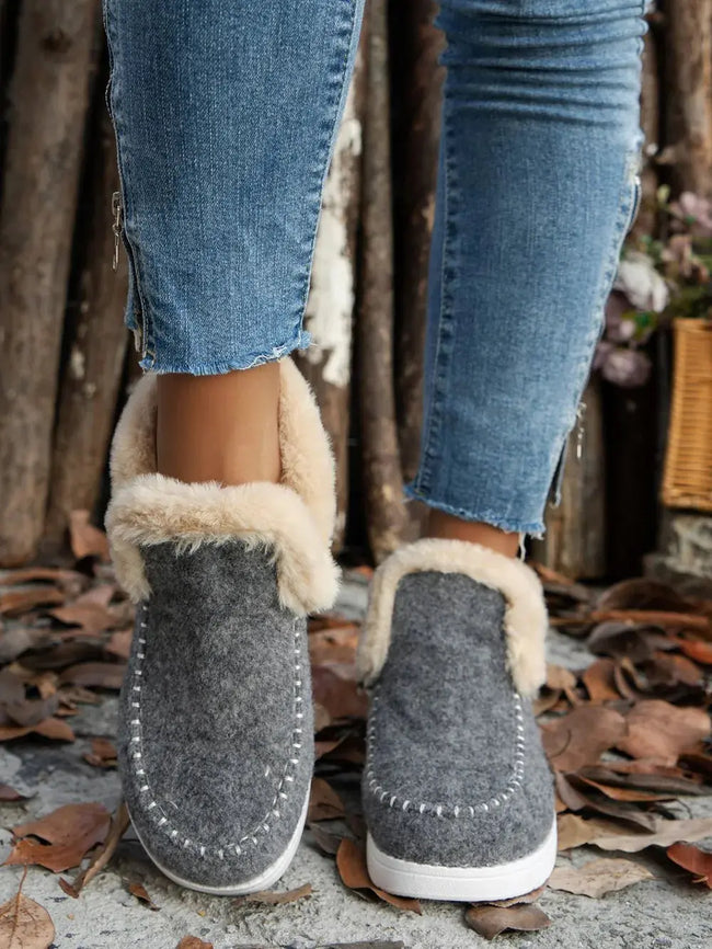Furry Suede Round Toe Flat Sneakers  Style Ratio