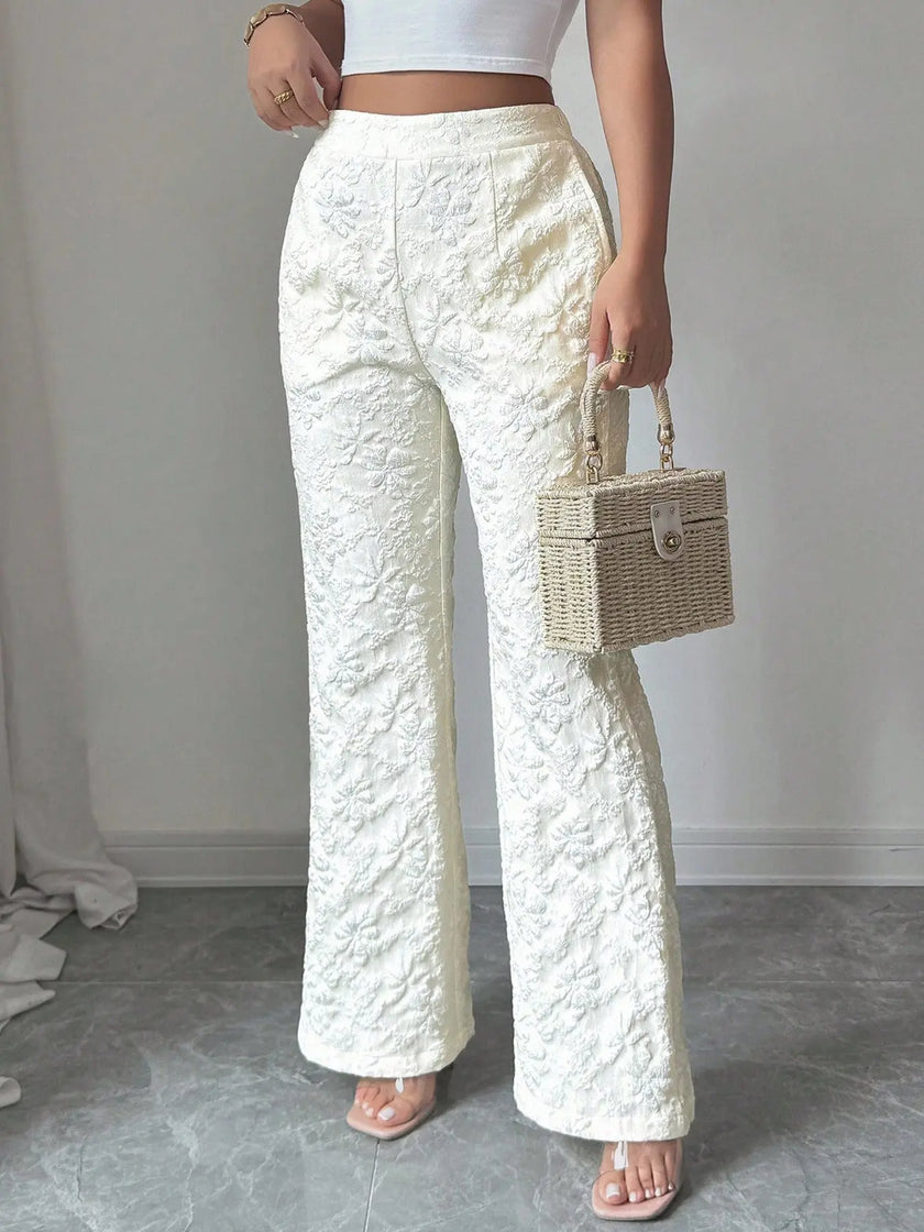 Textured High Waist Wide Leg Pants  Style Ratio