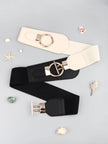 PU Elastic Wide Belt with Alloy Buckle  Style Ratio