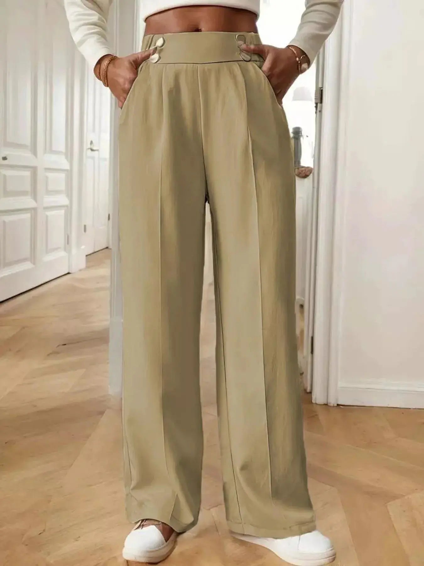 Full Size High Waisted Wide Leg Pants  Style Ratio