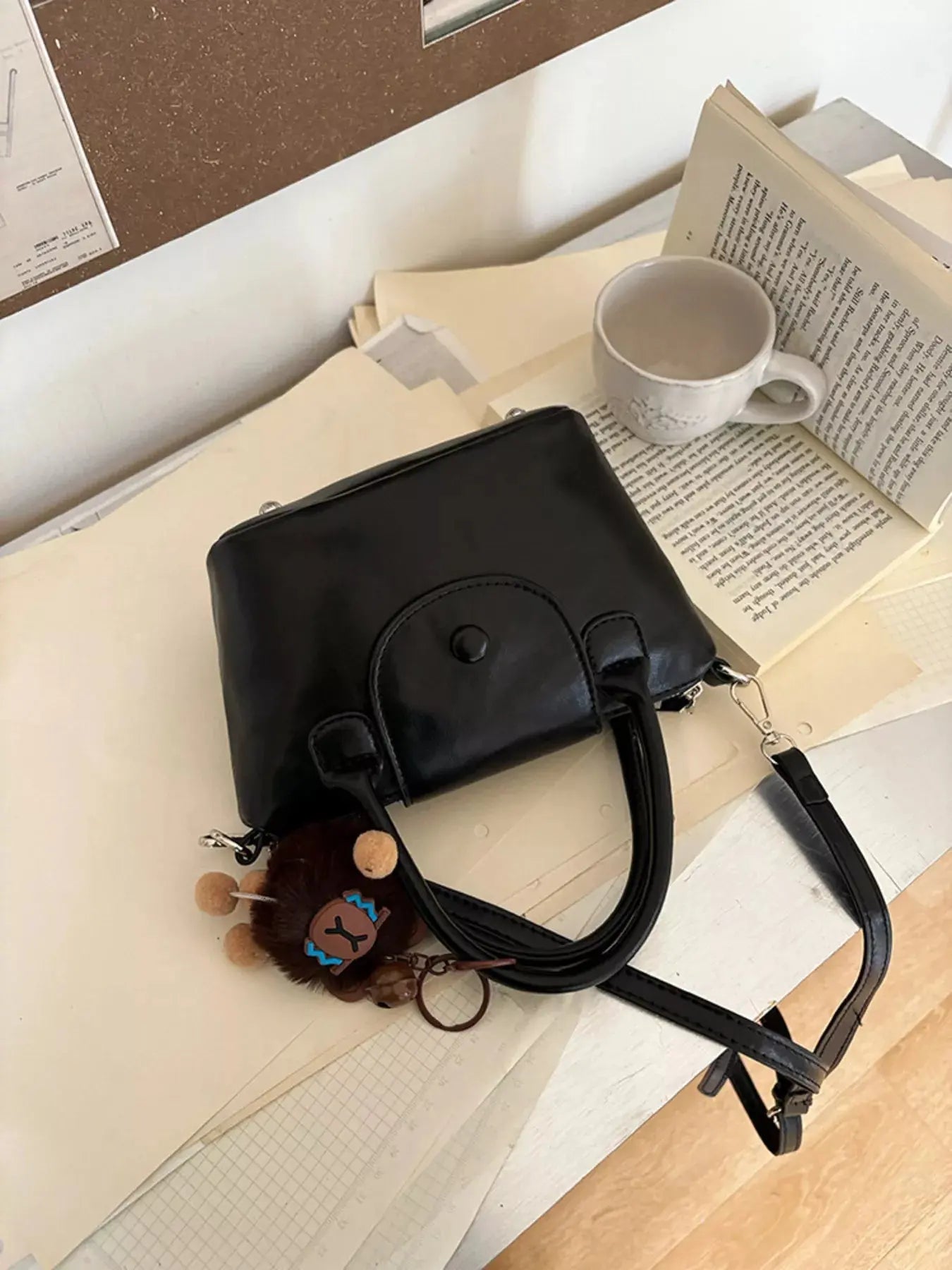 Two-Tone Flap Decor Crossbody Bag with Charm  Style Ratio