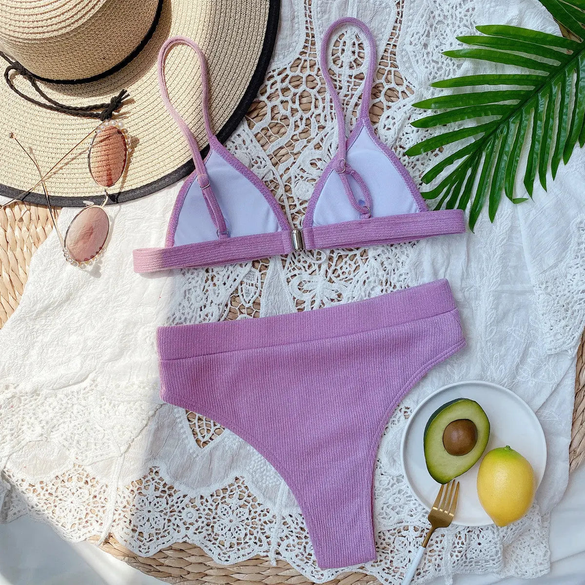 Spaghetti Strap Ribbed Bikini  Style Ratio