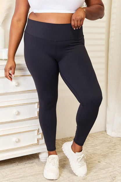 Double Take Wide Waistband Leggings Trendsi