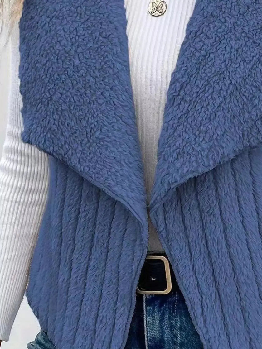 Cozy Fleece Open Front Vest  Style Ratio