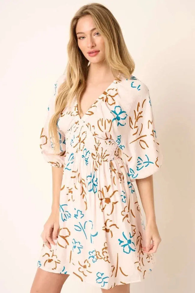 Mittoshop Flower Print Mocked Waist Mini Dress  Style Ratio