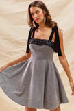 SO ME Houndstooth Fit Flare Mini Dress with Shoulder Tie  Style Ratio