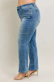 Judy Blue Full Size High Waist Vintage Wash Front Seam & Slit Straight Plus Size  Style Ratio
