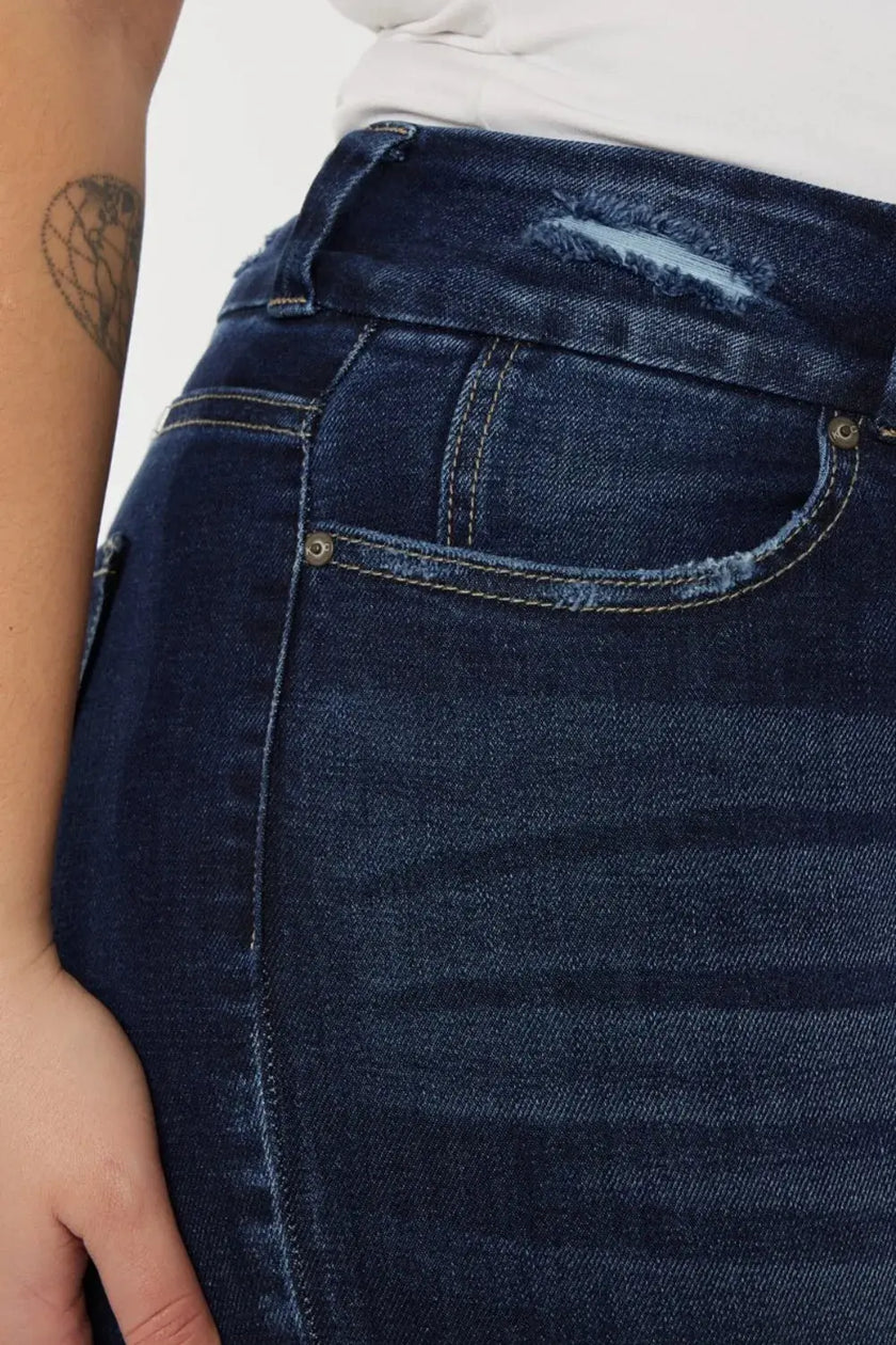 Kancan Full Size Cat's Whiskers Raw Hem High Waist Jeans  Style Ratio