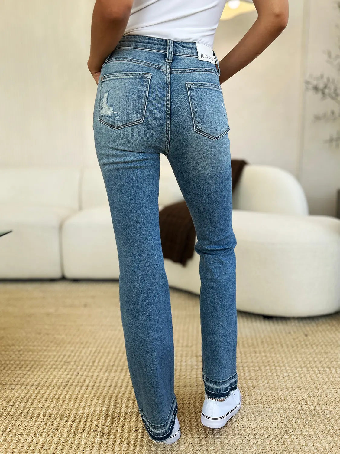 Judy Blue Mid Rise Distressed Jeans Trendsi