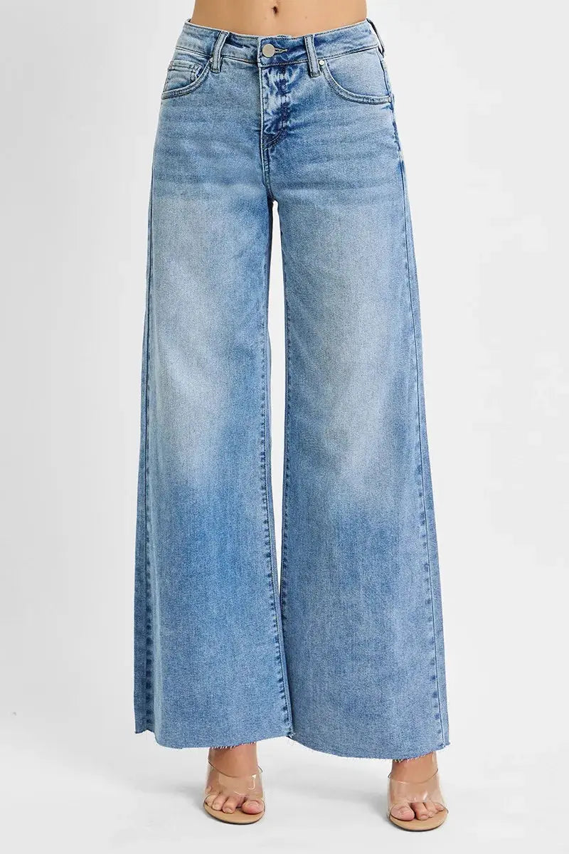 RISEN Full Size Tummy Control High Rise Ankle Palazzo Jeans  Style Ratio
