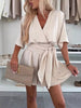 Full Size Surplice Tie Waist Romper  Style Ratio