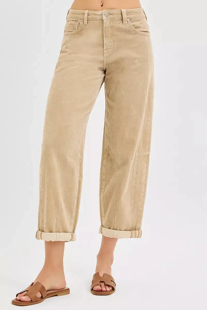 RISEN High Rise Crop Barrel Cordurory Pants  Style Ratio