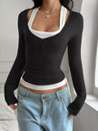 Slim Fit Long Sleeve Two Piece Shirt  Style Ratio