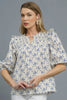 Umgee Ruffled Bow Print Notched Blouse  Style Ratio
