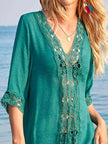 Lace Trim V-Neck Cover-Up  Style Ratio