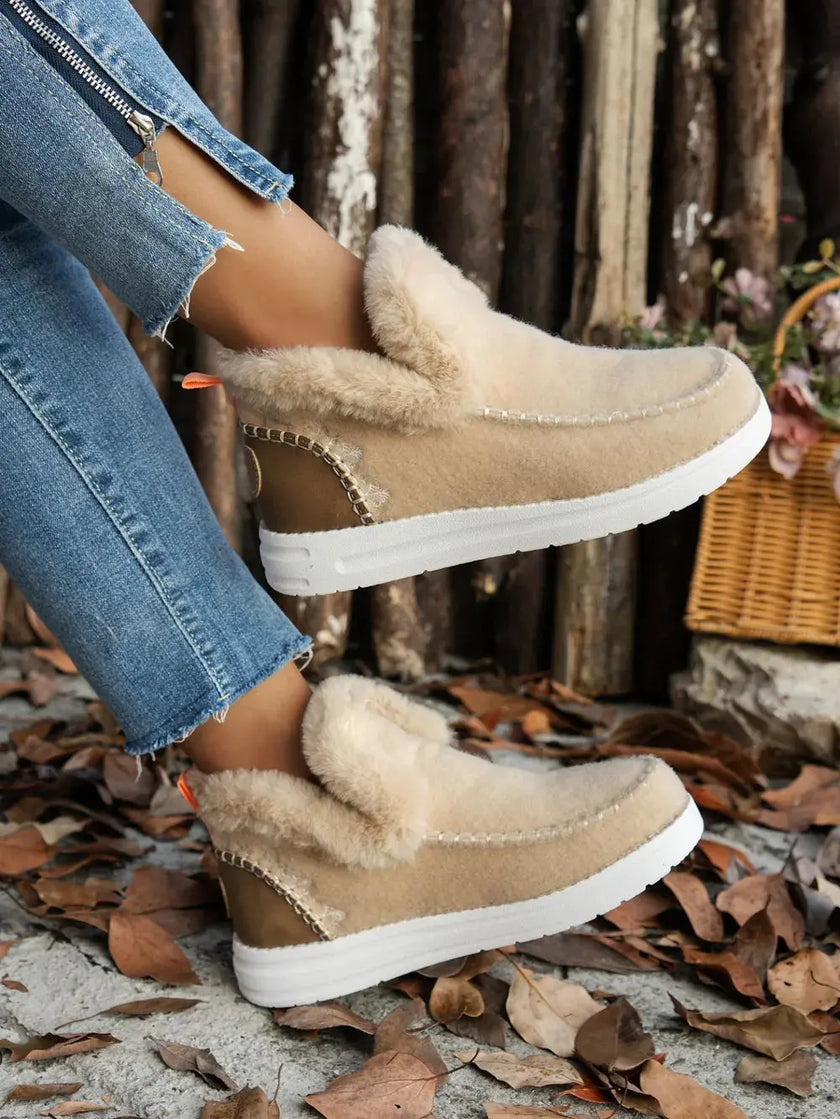 Furry Suede Round Toe Flat Sneakers  Style Ratio