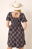 Mittoshop Checkered Print Puff Sleeve Babydoll Mini Dress  Style Ratio