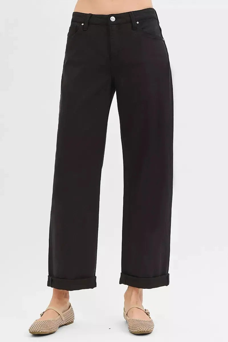 RISEN Tummy Control Mid Rise Ankle Barrel Relaxed Baggy Jeans  Style Ratio