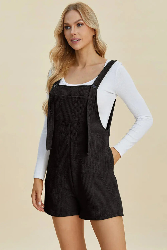 Double Take Full Size Texture Sleeveless Romper  Style Ratio