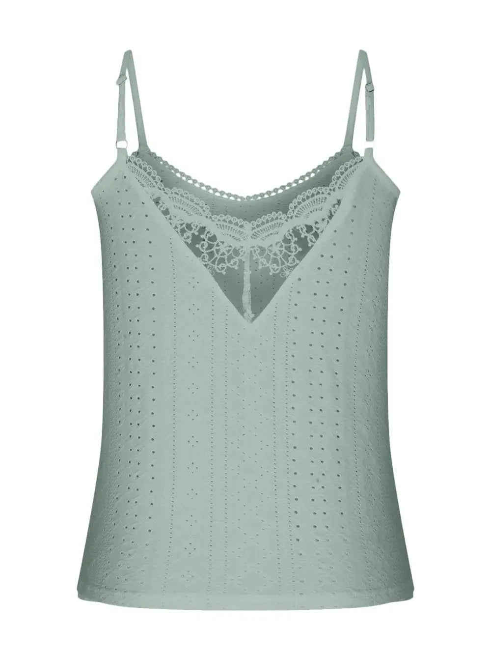 Eyelet Lace Detail V-Neck Cami  Style Ratio