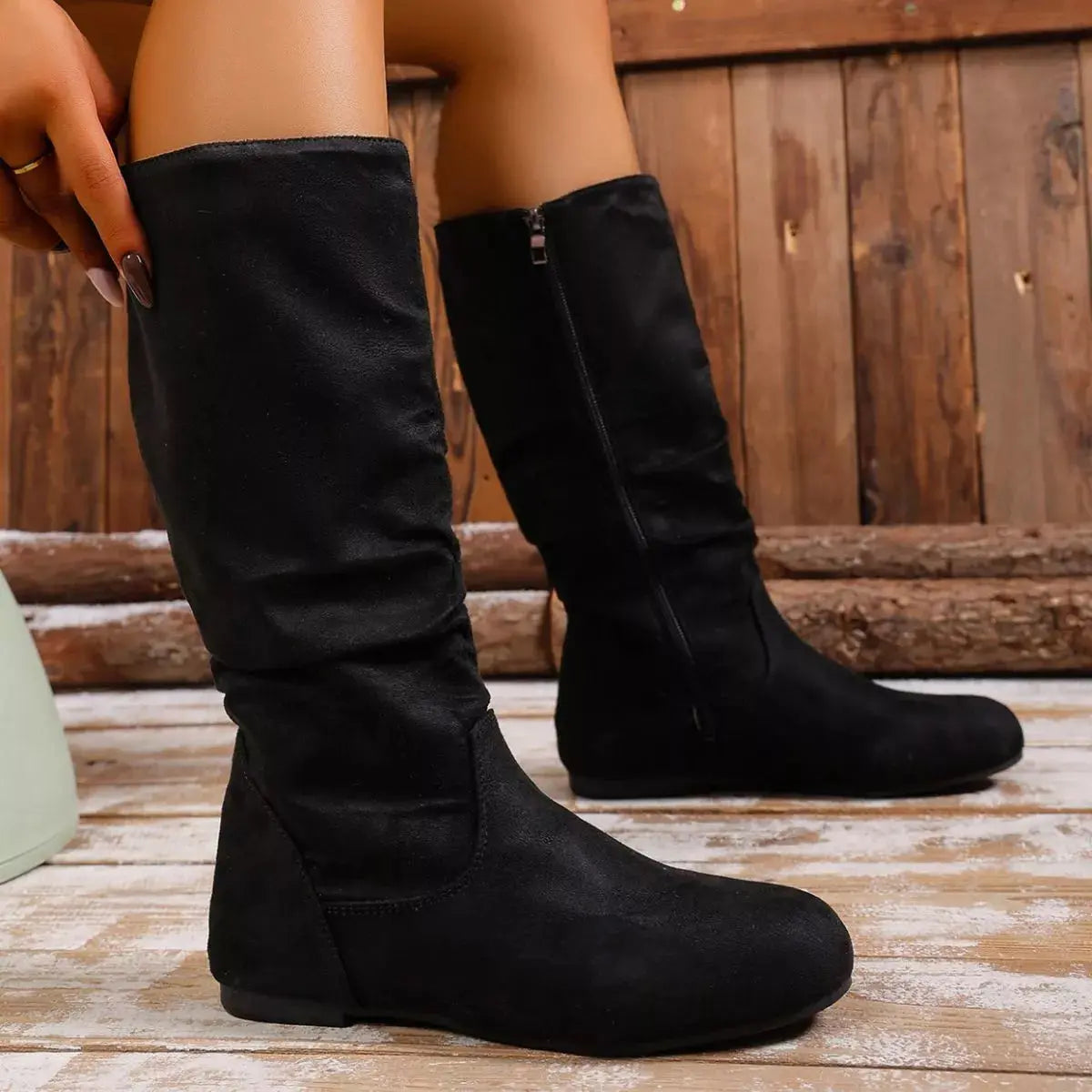 Round Toe Side Zip Boots  Style Ratio