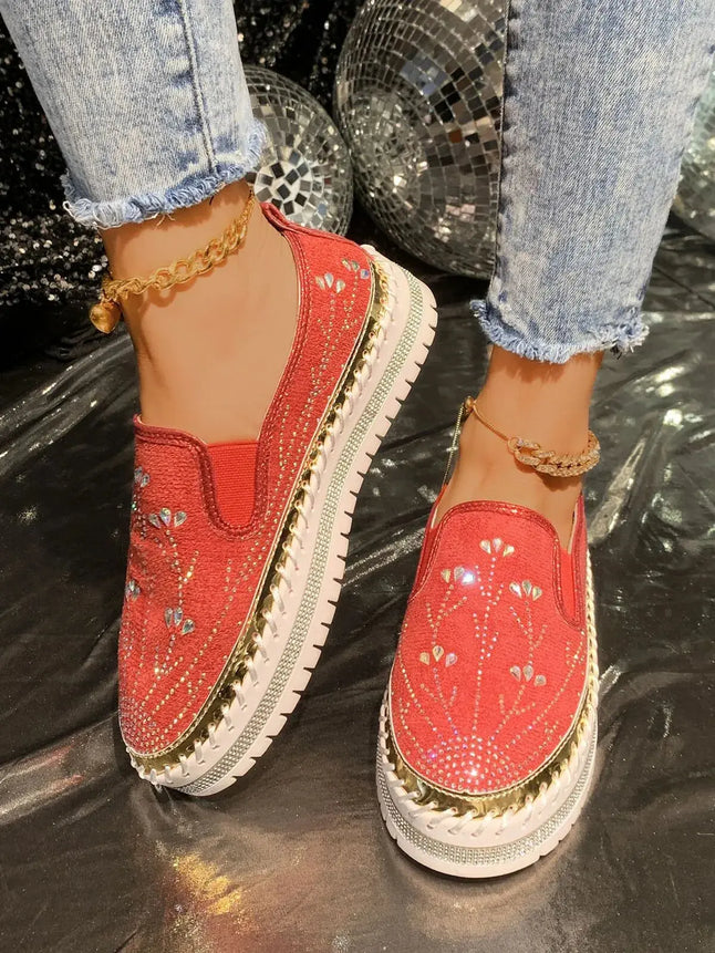 Rhinestone Embellished Platform Loafers  Style Ratio