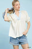 Umgee Textured V-Neck Top with Lace Trim Details  Style Ratio