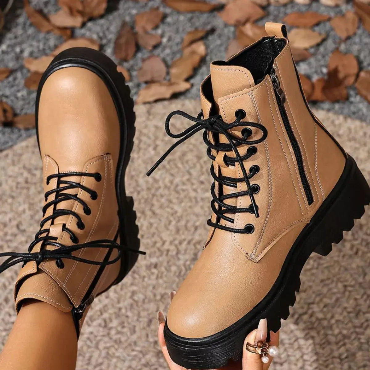 Round Toe Block Heels Boots  Style Ratio