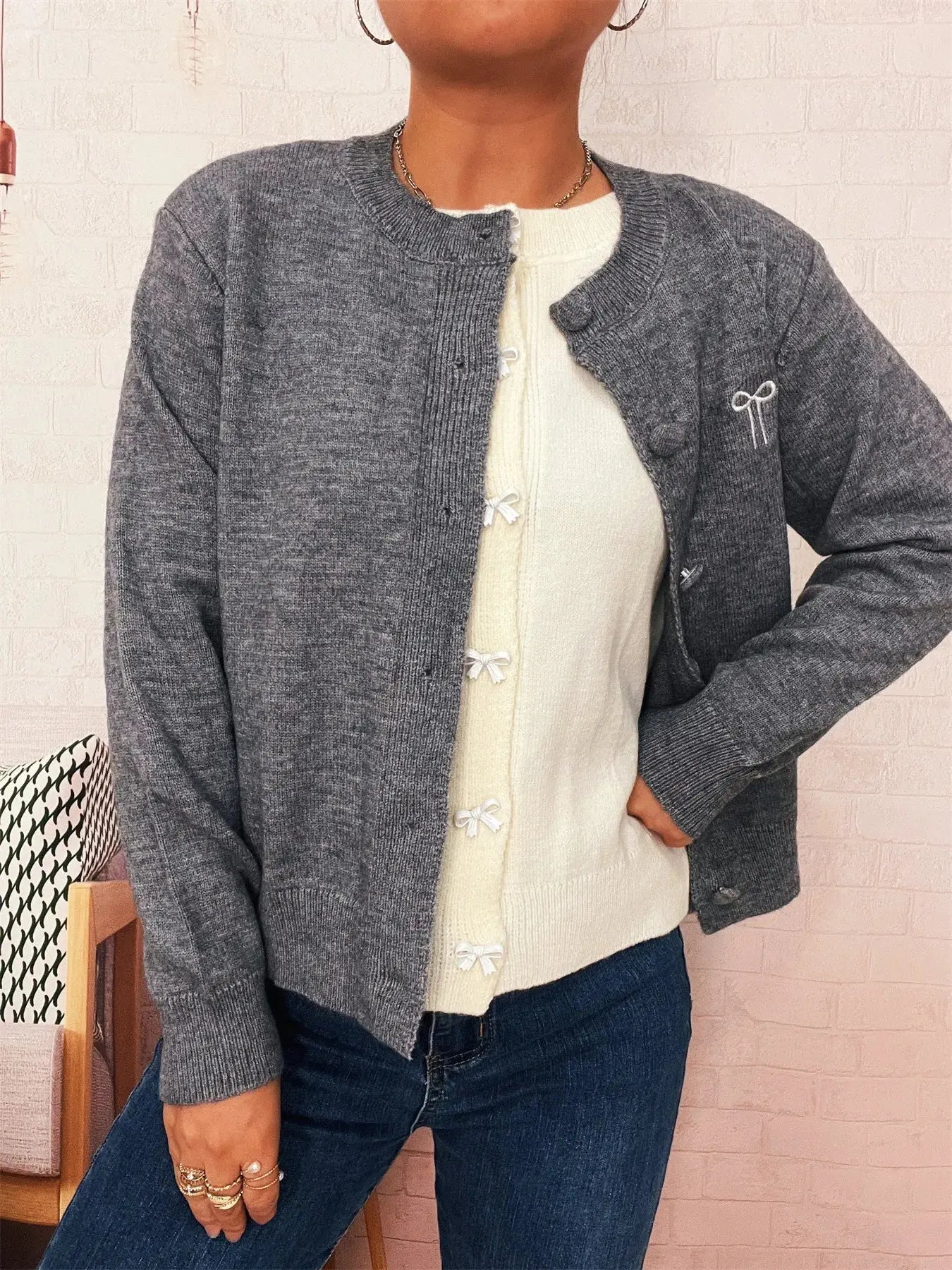 Button Up Long Sleeve Cardigan  Style Ratio