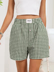 Gingham Elastic Waist Casual Shorts  Style Ratio
