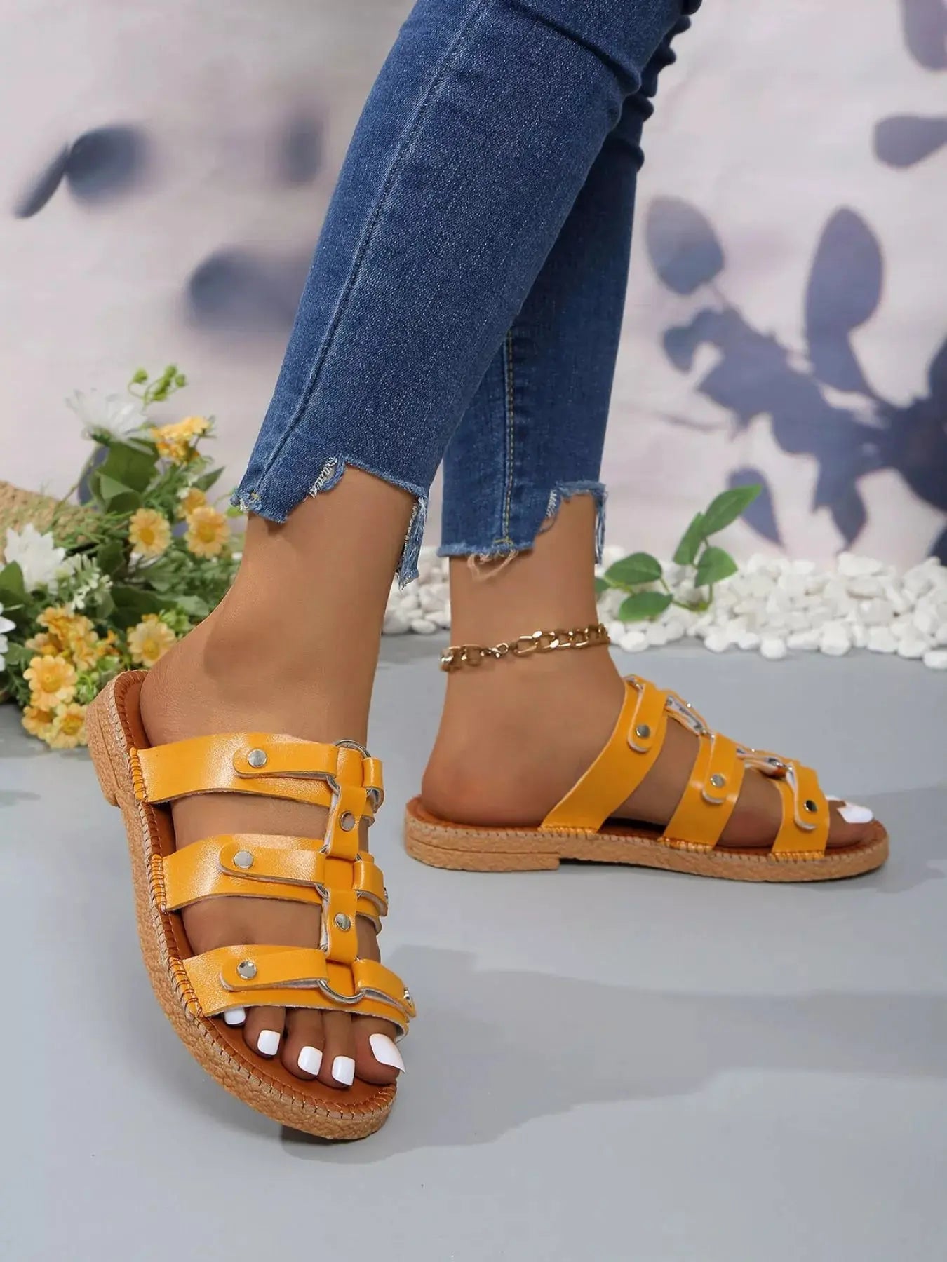 Studded Open Toe Sandals  Style Ratio